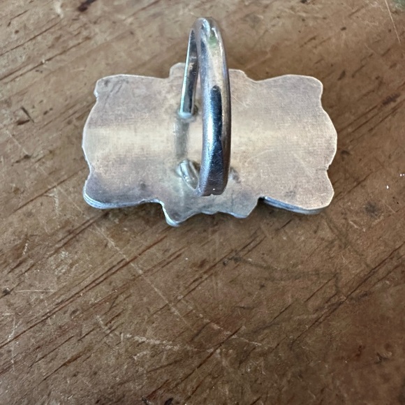 Vintage Sterling Silver Turquoise Double Stone Knuckle Buster Ring NA Size: 8 - Picture 9 of 10